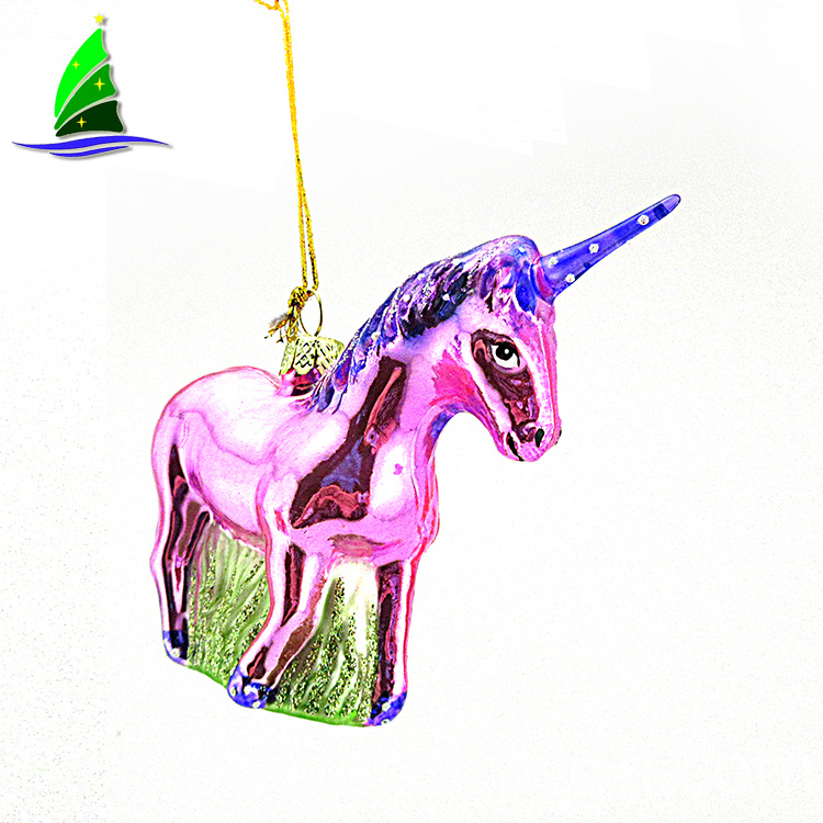 Ornamentos de unicórnio de vidro criativo dos desenhos animados Creative Glass Cartoon Unicorn Ornaments